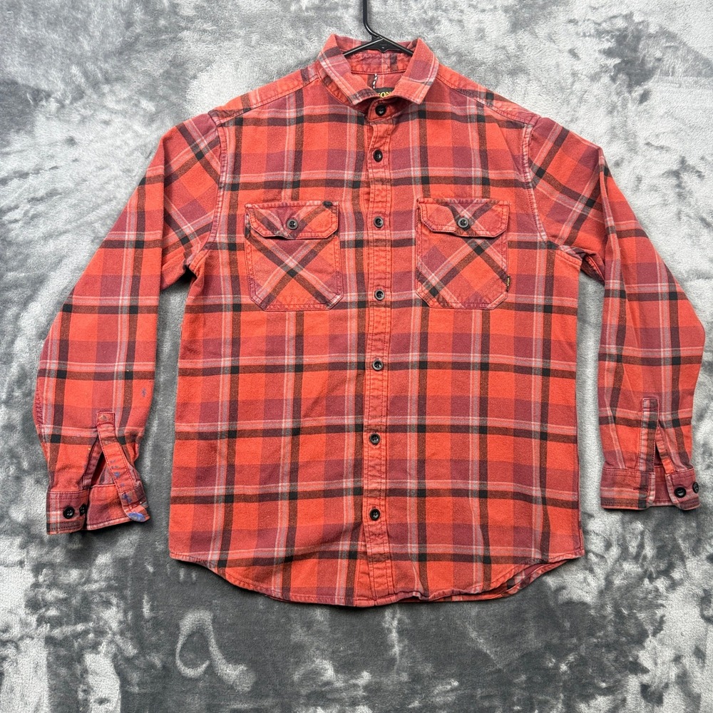 Burton Flannel Shirt Mens Medium Red Black Plaid Long Sleeve Button Down Pockets